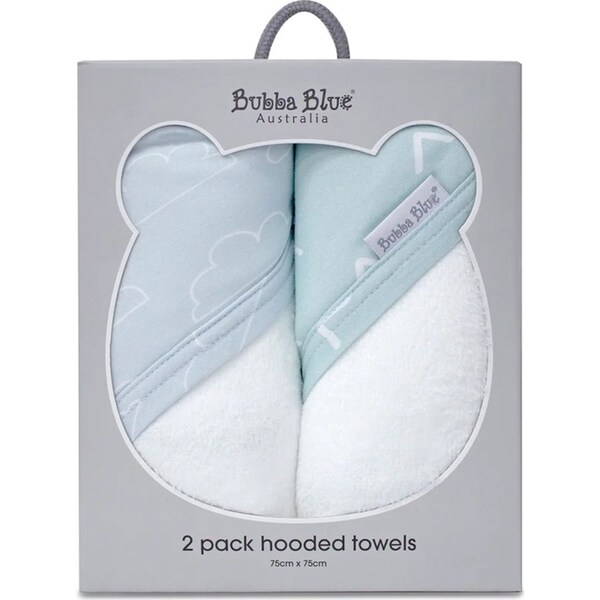 2PK Bubba Blue Bamboo 6.75x75cm Nordic Hooded Towel Baby 0-12m Dusty Sky/Mint