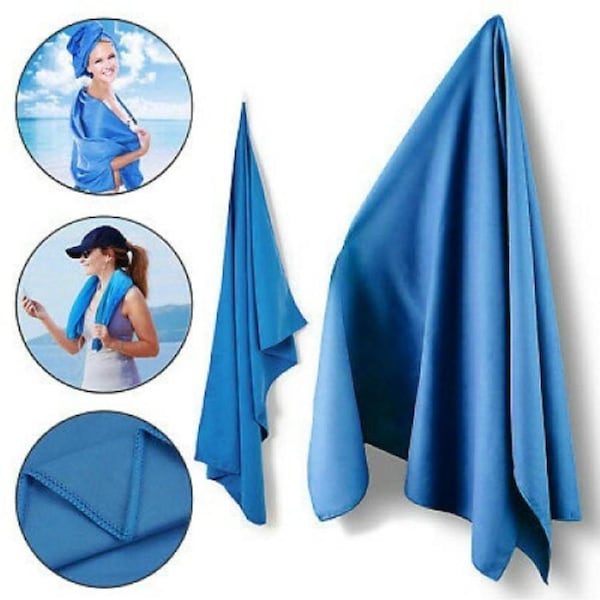 Travel Portable Quick Drying Microfiber Towel + TSA Approved Travel Pouch Set