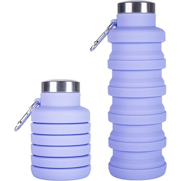 Leak Proof Collapsible Water Bottle with Carabiner Silicone Travel Water Bottle