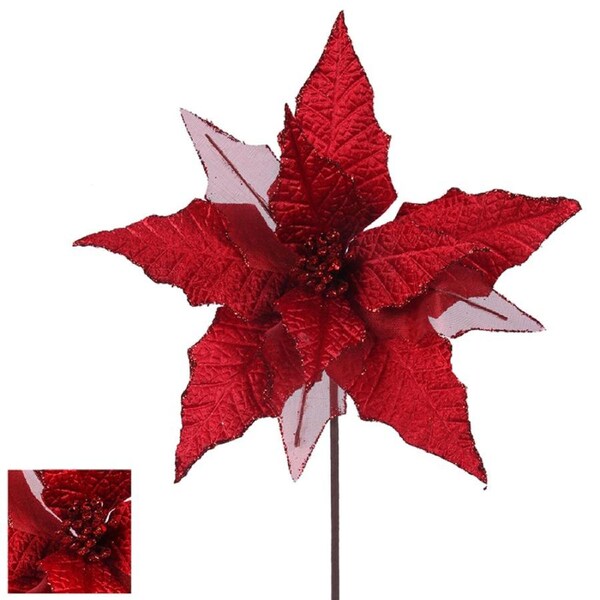 Red Poinsettia Stem 45cm