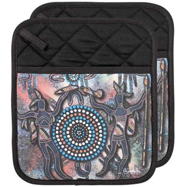 Ladelle Oven Pot Holders Two Lovers Meet Set of 2 Padded