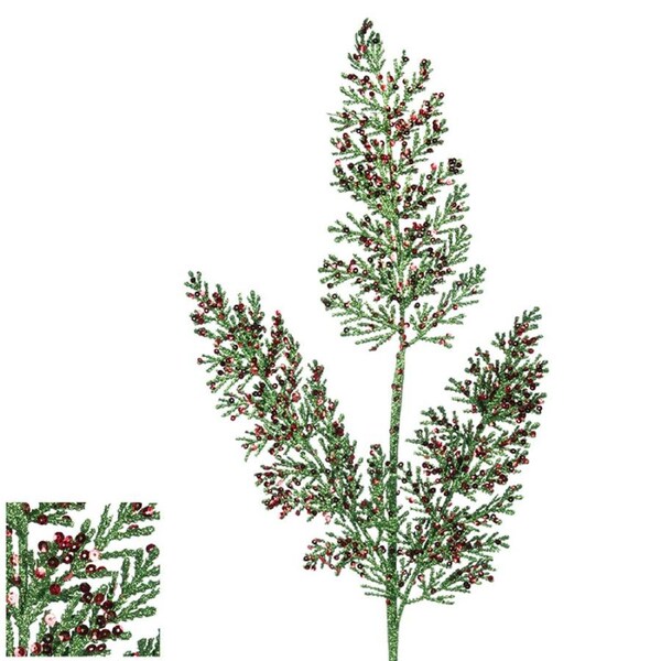 Green Glitter Fern Leaf Stem 72cm