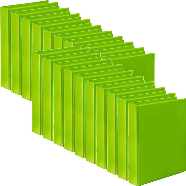Marbig Clear View Insert Ring Binder Folder 2D 25mm A4 Lime Green 20 Pack