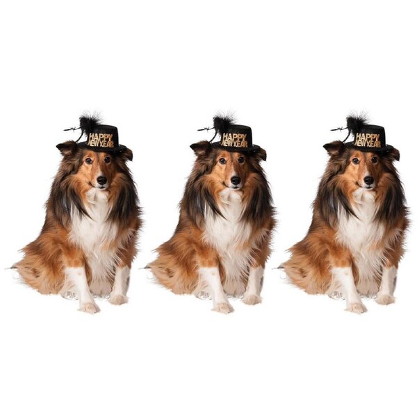 3x Rubies Happy New Year Party Pet Hat Dog/Cat Dress Up Costume Size S