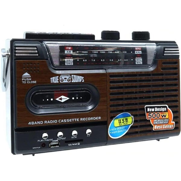 Cassette Tape Player Speaker AM FM SW1 SW2 Radio Single Tape Deck Retro Portable