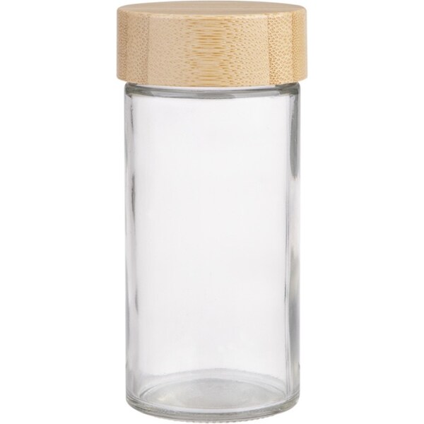 Appetito Glass Round Spice Jar with Bamboo Lid