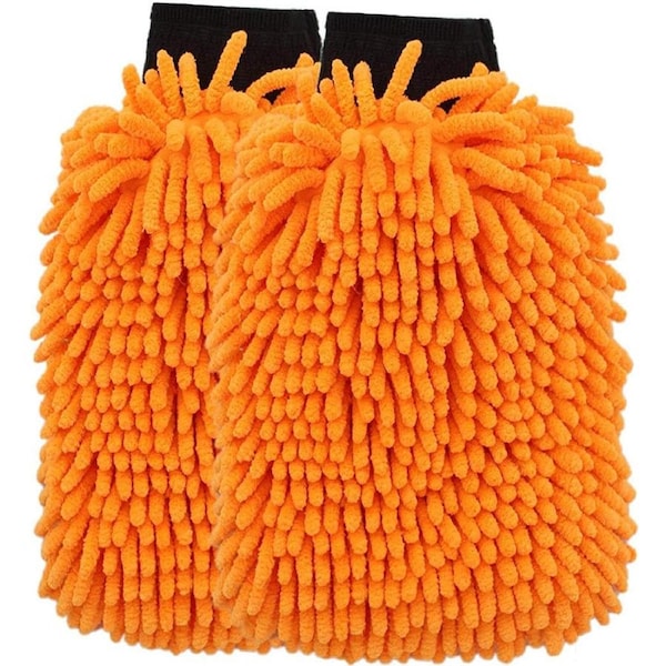 2in1 Chenille Microfiber Car Wash Clean Sponge Mitt Duster Kitchen Home Cleaning
