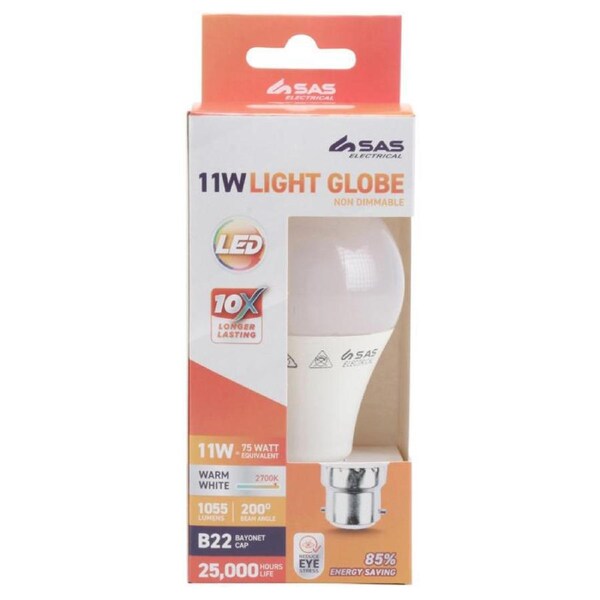 Ozoffer B22 Bayonet LED Globe Light Energy Saving Bulb 11W Lamp 220-240V Warm White