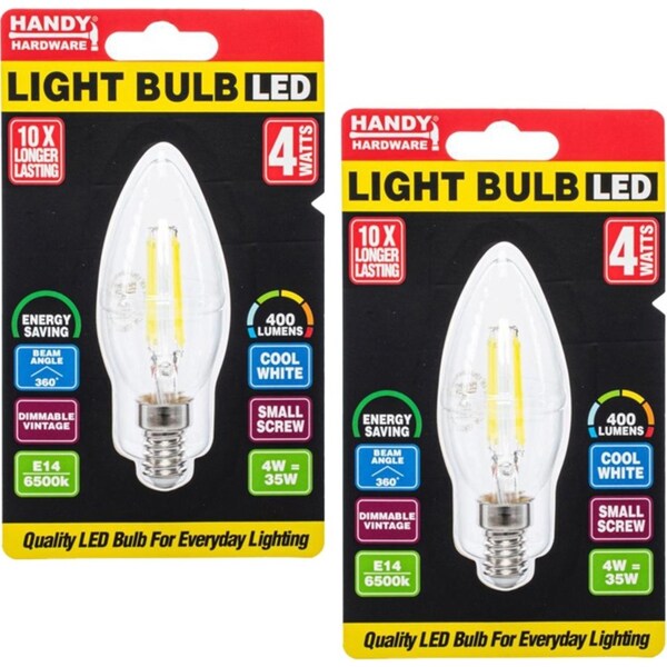 Ozoffer 2X Bulb 4W LED Dimmable Vintage Light - Cool White - E14 (Small Screw)