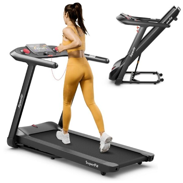 Costway Electric Treadmill Folding 4.75HP Voice Control 20 Preset Programs Auto Incline