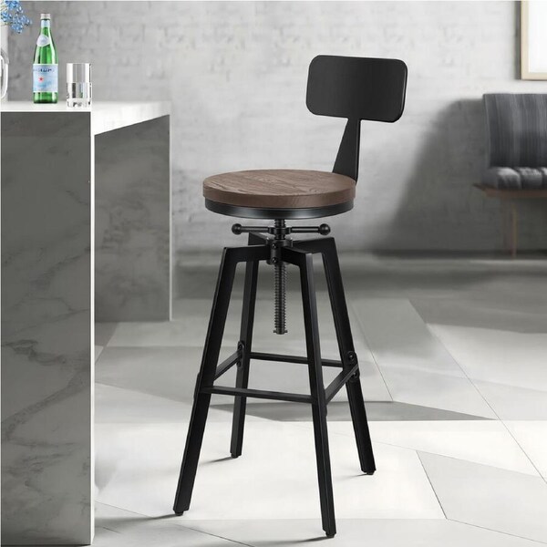 ALFORDSON Bar Stool Ezra Backrest Industrial Black