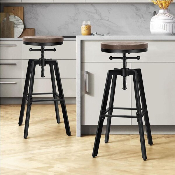 2x ALFORDSON Bar Stools Industrial Backless Black
