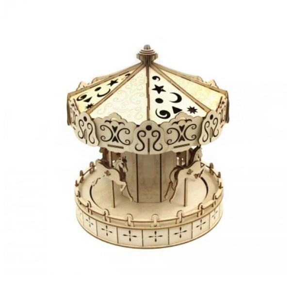 Ki-Gu-Mi Carousel Wooden 3D Puzzle DIY Model Building Kit
