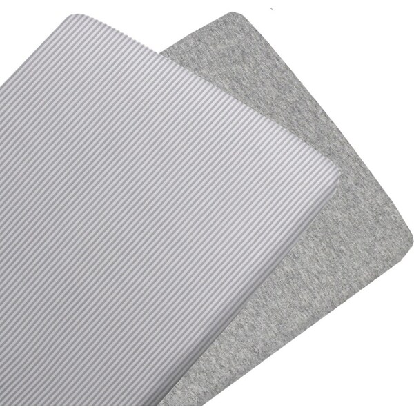 2pc Living Textiles Cotton Jersey Bassinet Fitted Sheet Grey Stripe/Melange