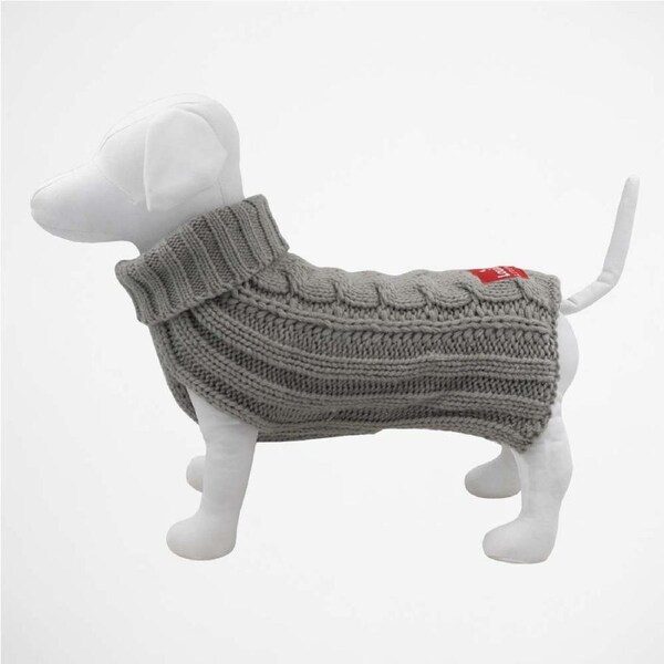 Louie Living Dog/Pet Soft Cable stretch Stylish Knit Sweater/Jumper XL Grey