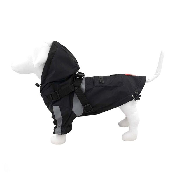 Louie Living Adjustable Stylish Water Resistant Pet/Dog Raincoat Large Black