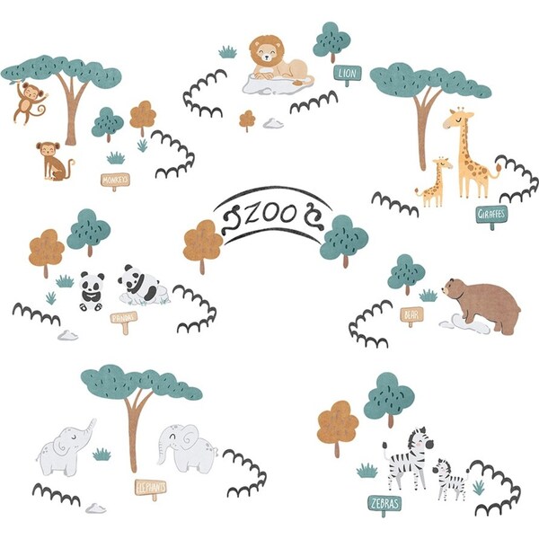 Lolli Living Infant/Baby Nursery Removable Wall Decals/Stickers Day At The Zoo