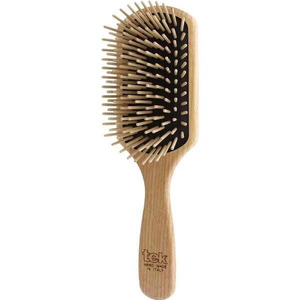Big Rectangular Paddle Ash Wood Brush with Long Pins - Natural - Tek
