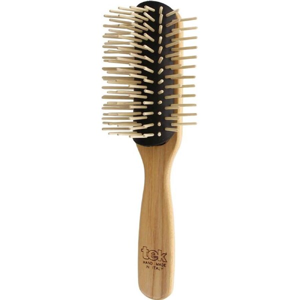 Big Removable Half-Rounded Ash Wood Brush with Long Pins - Natural - Tek