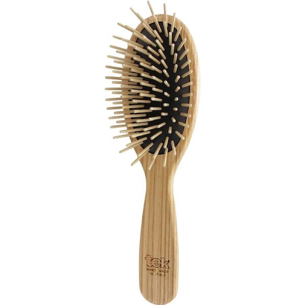 Big Oval Ash Wood Brush with Long Pins - Natural - Tek