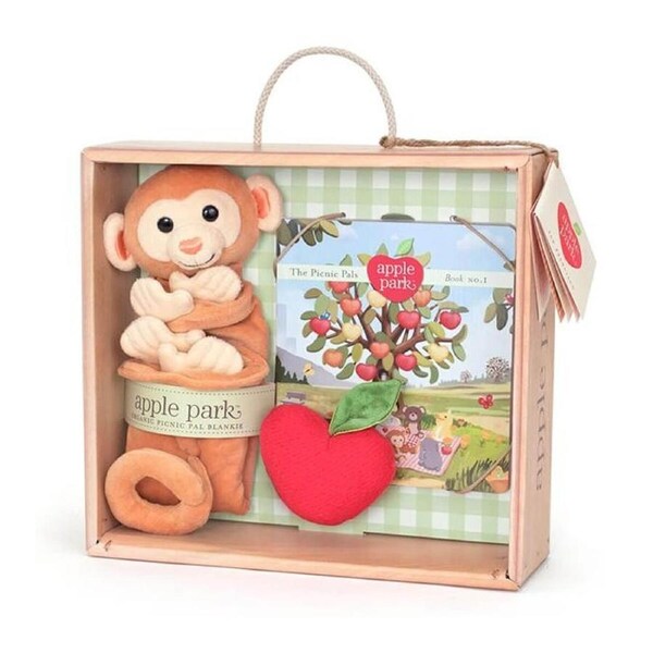 Monkey Blankie, Book and Rattle Gift Crate - Apple Park