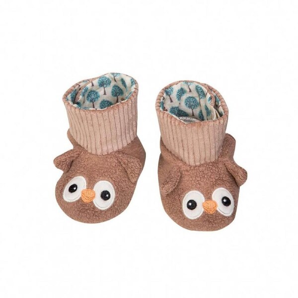 Brown Owl Booties - Organic Patterned Booties - Apple Park