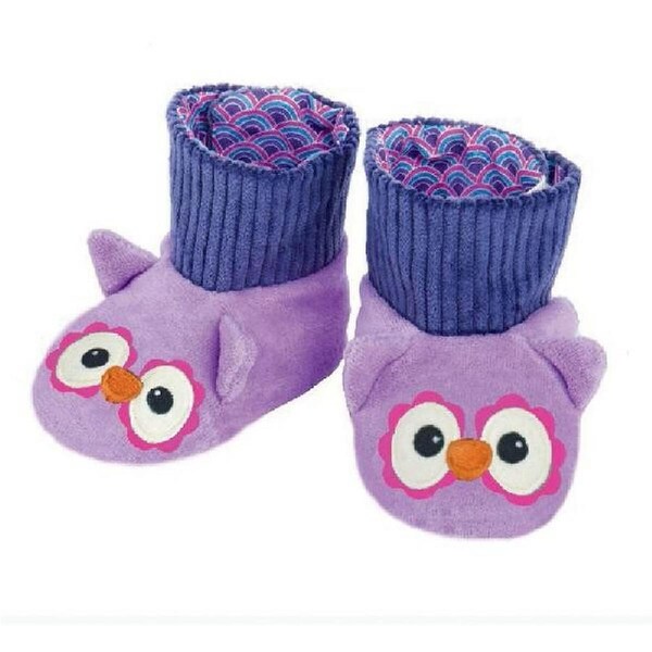 Purple Owl Booties - Organic Patterned Booties - Apple Park