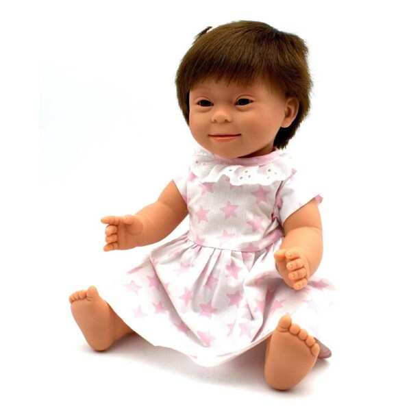 Down Syndrome Baby Doll - Brunette Girl with Short Hair - Tyber