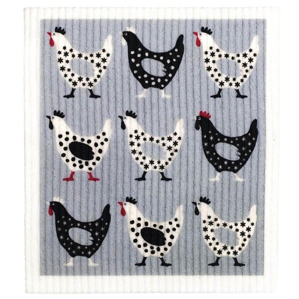 Biodegradable Swedish Dish Cloth - Hens - Retro Kitchen