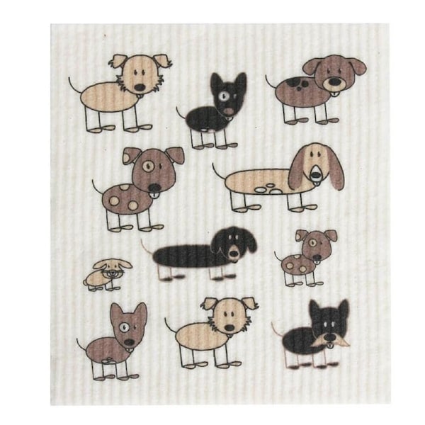 Biodegradable Swedish Dish Cloth - Dogs - Retro Kitchen