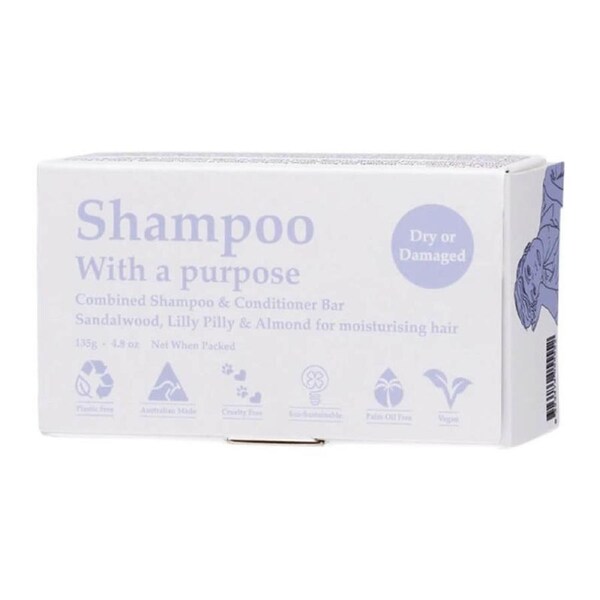 Solid Shampoo & Conditioner Bar - for Dry Or Damaged Hair - 135g - Shampoo With A Purpose