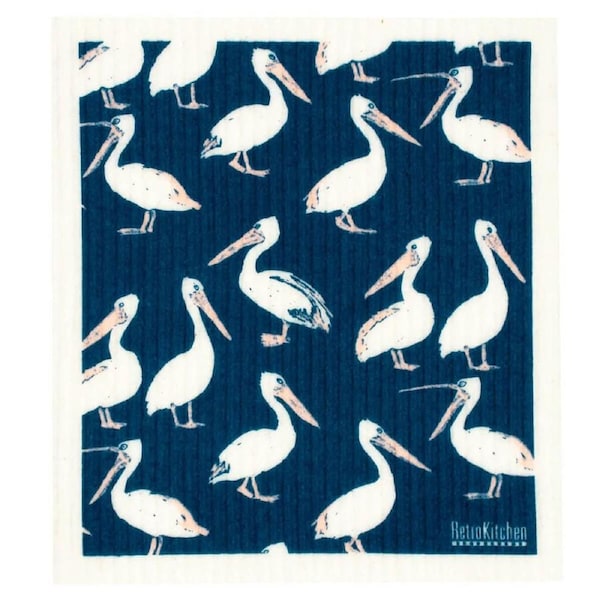 Biodegradable Swedish Dish Cloth - Pelicans - Retro Kitchen