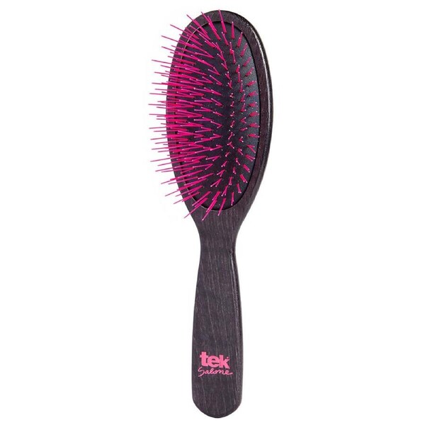 Big Oval Ash Wood Salone Professional Detangler Brush with Nylon Bristles - Tek