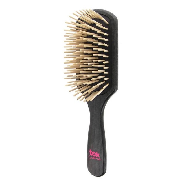 Big Rectangular Paddle Ash Wood Salone Professional Brush - Black - Tek