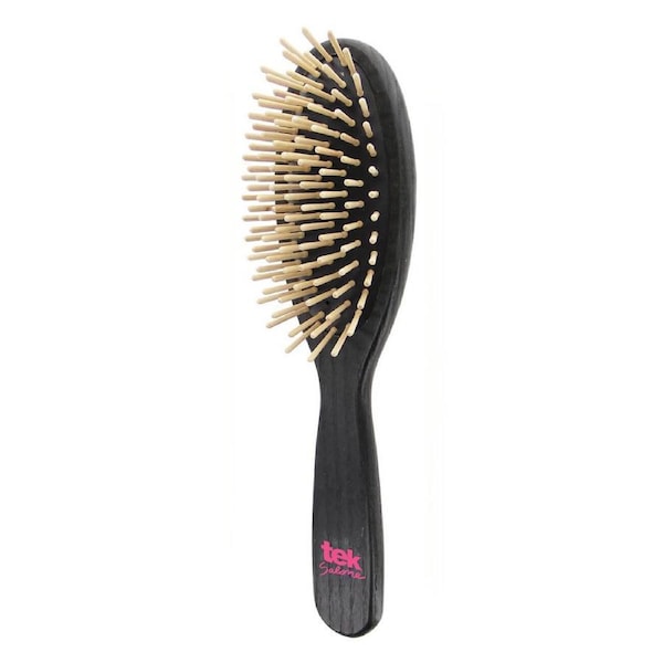 Big Oval Ash Wood Salone Professional Brush - Black - Tek