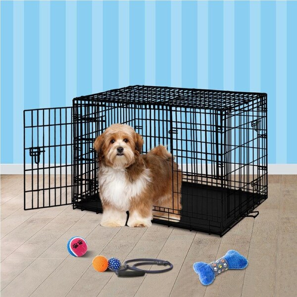 BEASTIE Dog Cage 24 inch Large Pet Crate Kennel Cat Metal Playpen Foldable