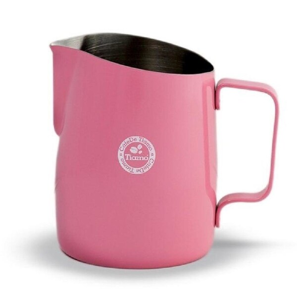 Tiamo Stainless Steel 650ml Milk Jug - Pink