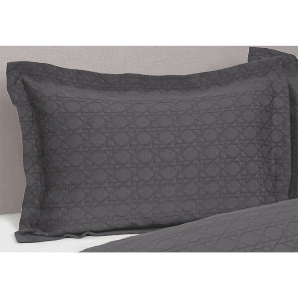2x Jason Commercial Villa Premium Matelasse Bed Pillow Sham 48x73cm Slate 300GSM