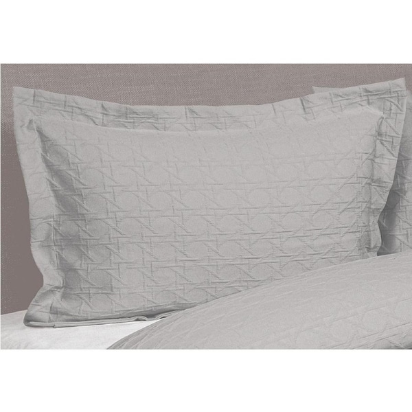 2x Jason Commercial Villa Premium Matelasse Bed Pillow Shams 48x73cm SLVR 300GSM