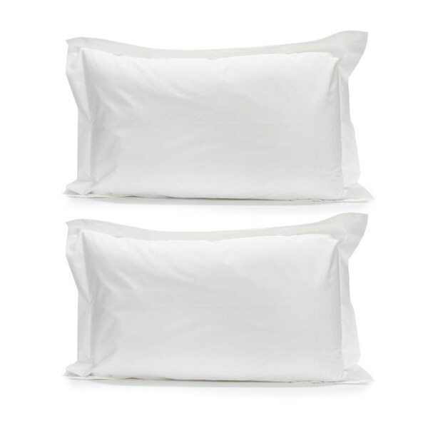 2x Jason Commercial 100% Cotton Deluxe Pillow Case Tailored 48x73cm White 250TC