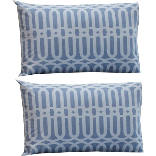 2x Jason Commercial Linx Bedroom Easy Care Pillow Case 48x73cm Denim Coloured