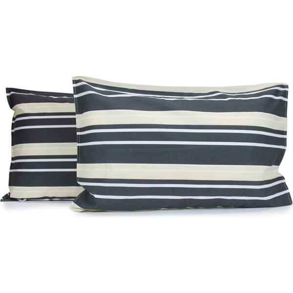 2pc Jason Commercial Brighton Bedroom Pillow Case 48x73cm Charcoal/Cream Stripe