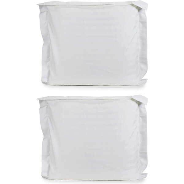 2x Jason Commercial Satin Stripe Euro Easy Care Pillow Case Tailored 65x65cm WHT