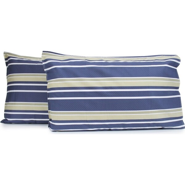 2pc Jason Commercial Brighton Pillow Case 48x73cm Midnight Blue/Oatmeal Stripe