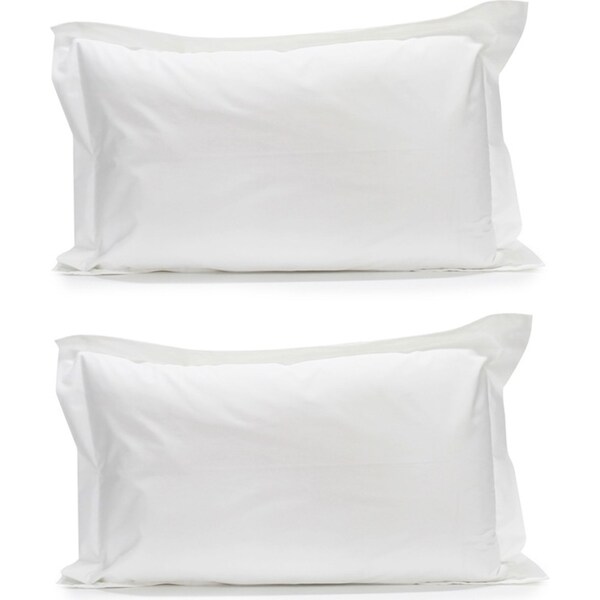 2x Jason Commercial Crisp Bed Easy Care Pillow Case Tailored 48x73cm WHT 160GSM