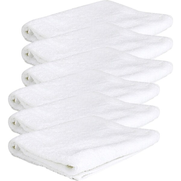 6x Jason Commercial Premium Cotton Astor Bathroom Face Washer 33x33cm WHT 600GSM