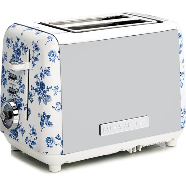 Laura Ashley 2-Slice Bread Toaster Stainless Steel w/ Wide Slots China Rose