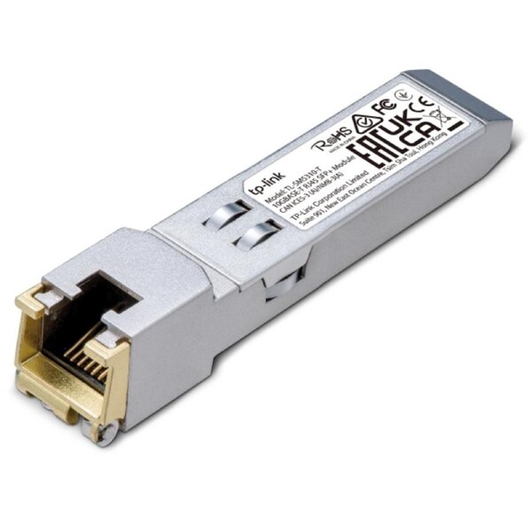 TP-LINK TL-SM5310-T 10G BASE-T RJ45 SFP+ Module, Transmit data up to 30m* at 10 Gbps, Support DDM, Support TX Disable function, Metallic EnclosuRR