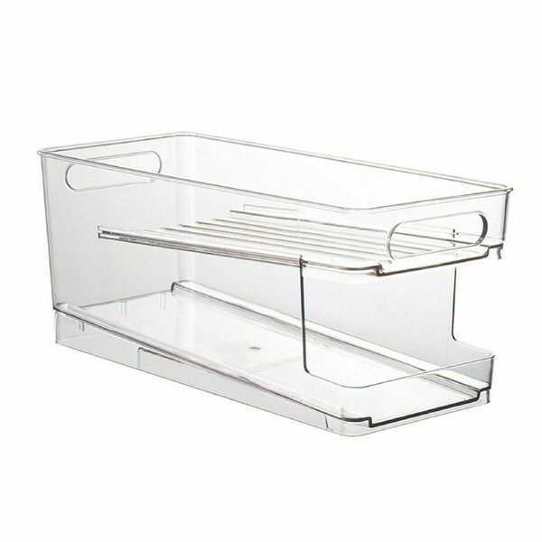 2 Tiers Stackable Beverage Holder Can Organizer Rack for Refrigerator Kitchen