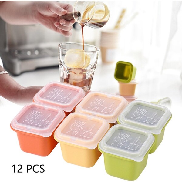 12Pcs Ice Cube Maker Mold Stackable Ice Cube Trays with Lids Ice Cube Mold